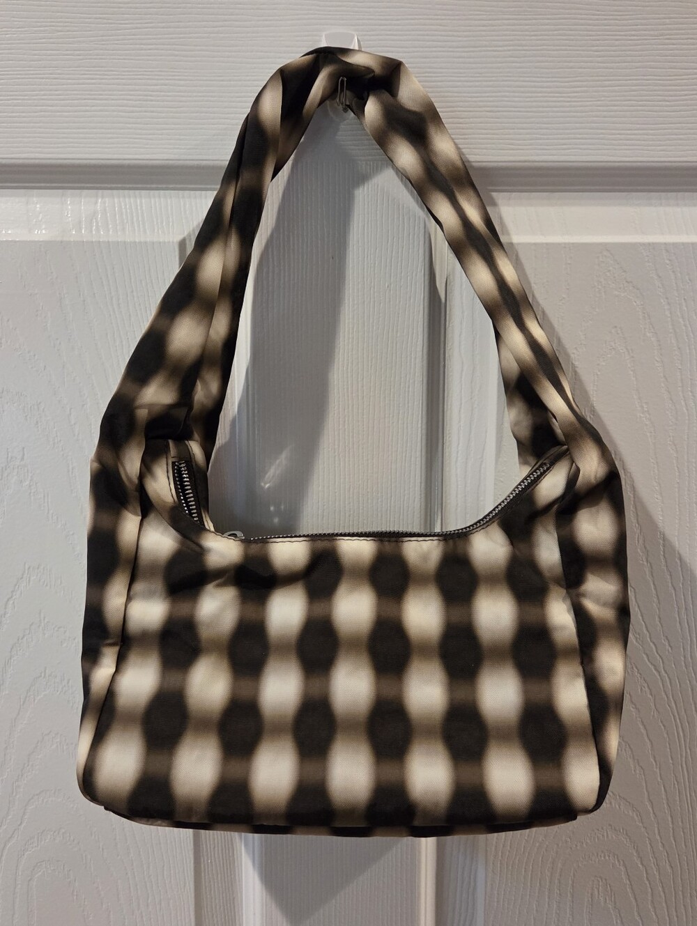 Baggu Small Blurred Gingham Brown Meringue Bag